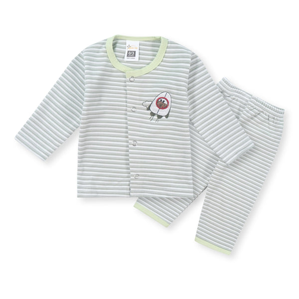 SUNSHINE KIDS FALEES SLEEP SUIT GREEN STRIPES   3-6M