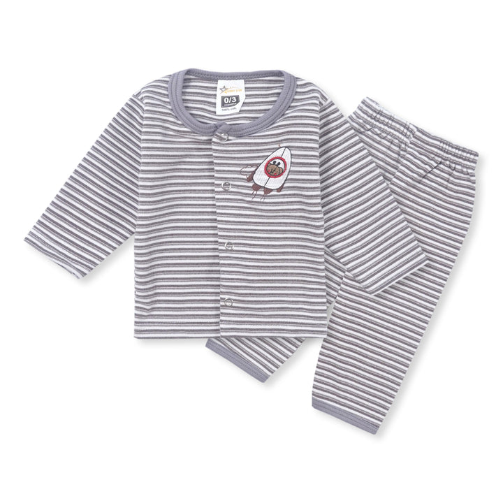 SUNSHINE KIDS FALEES SLEEP SUIT GREY STRIPES 3-6M