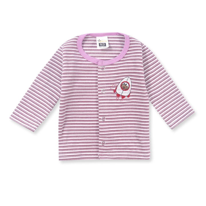 SUNSHINE KIDS FALEES SLEEP SUIT PURPLE STRIPES  3-6M