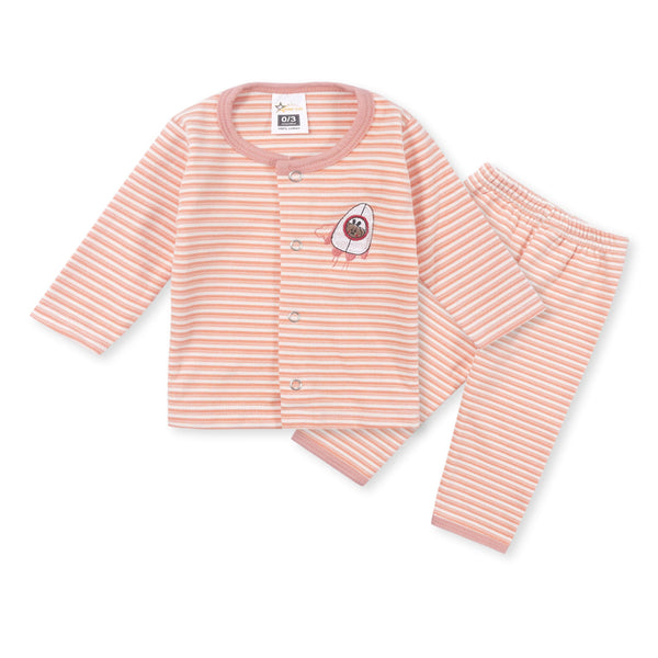 SUNSHINE KIDS FALEES SLEEP SUIT ORANGE STRIPES 3-6M