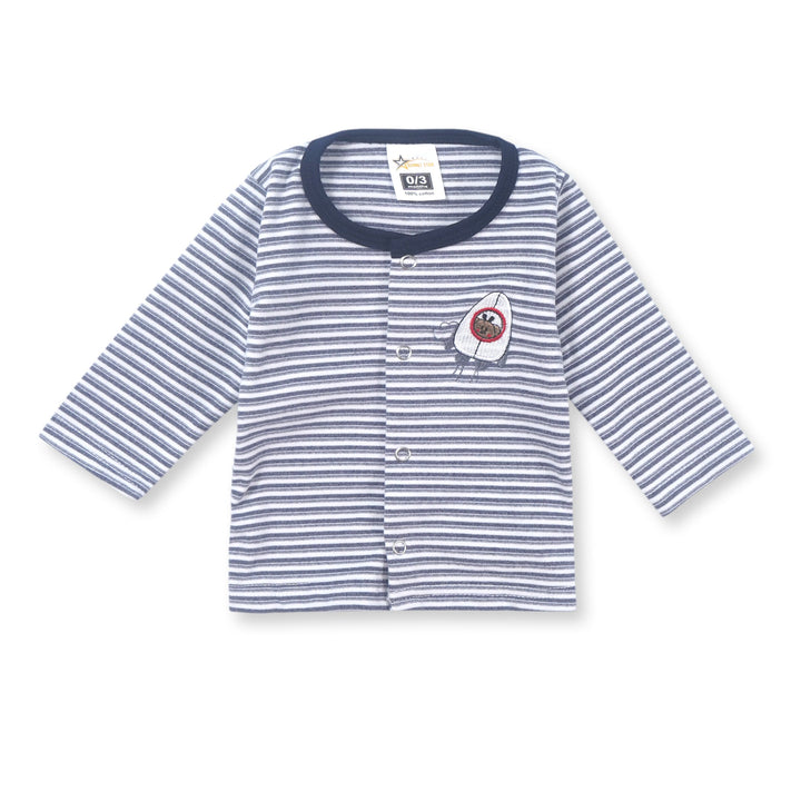 SUNSHINE KIDS FALEES SLEEP SUIT NAVY BLUE STRIPES 3-6M