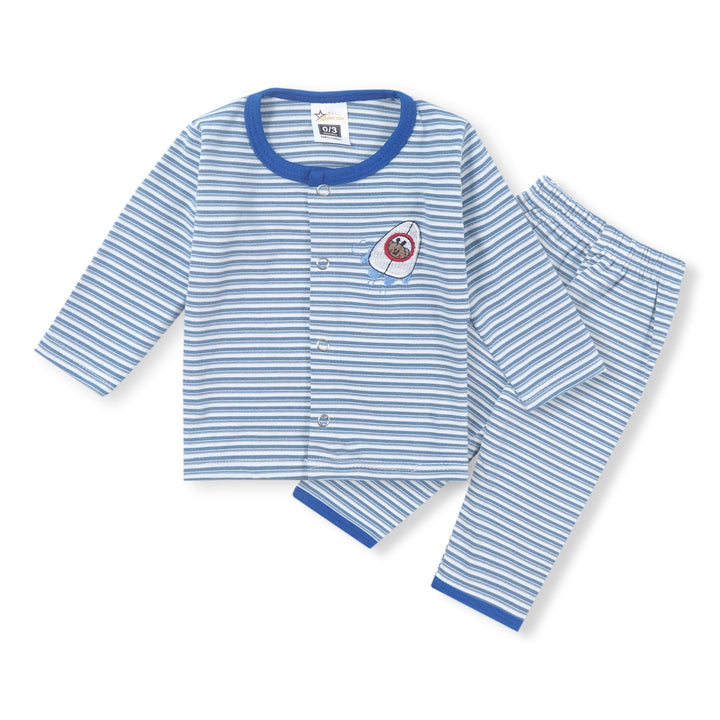 SUNSHINE KIDS FALEES SLEEP SUIT ROYAL BLUE STRIPES 3-6M