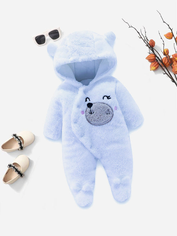 SUNSHINE BABY SOFT WOOLEN HOODED ROMPER PUPPY SKY BLUE 12-18M