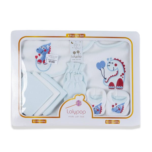 SUNSHINE 8 PCS BABY GIFT SET DINOSAUR LIGHT BLUE