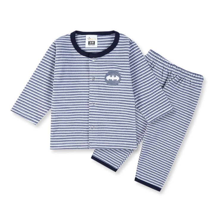 SUNSHINE BABY FLEECE SLEEPSUIT STRIPE NAVY BLUE 3-6M