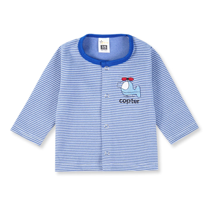 SUNSHINE BABY FLEECE SLEEPSUIT COPTER STRIPES ROYAL BLUE 3-6M