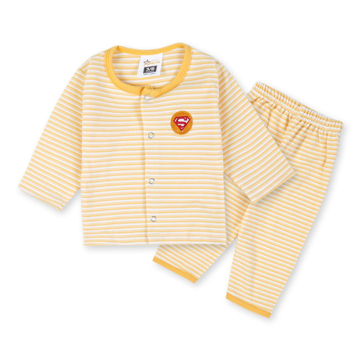 SUNSHINE BABY FLEECE SLEEPSUIT STRIPES YELLOW 3-6M