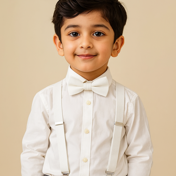 Kids Suspenders With Bow White - Sunshine