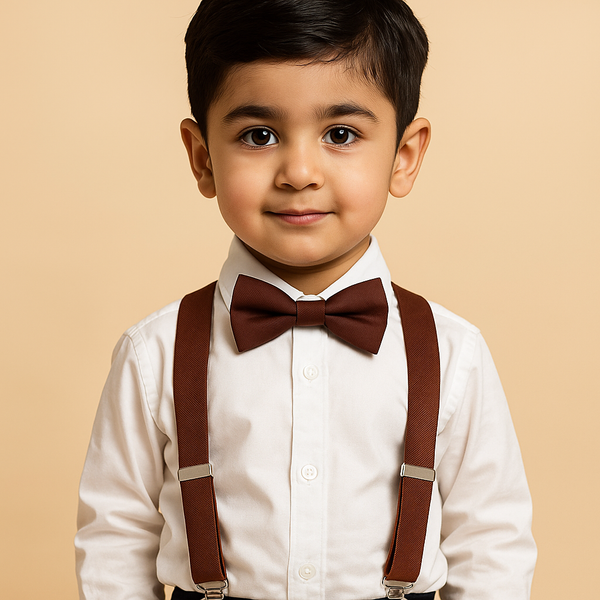 Kids Suspenders With Bow Brown - Sunshine