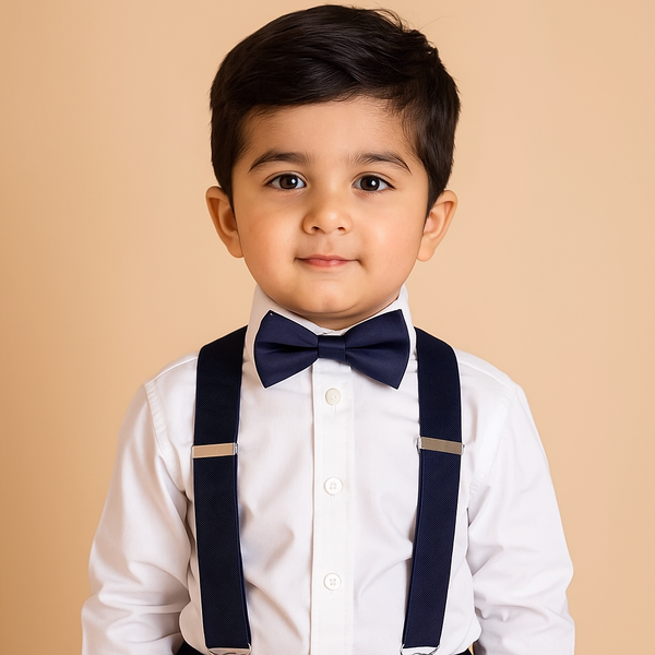 Kids Suspenders With Bow Navy Blue - Sunshine