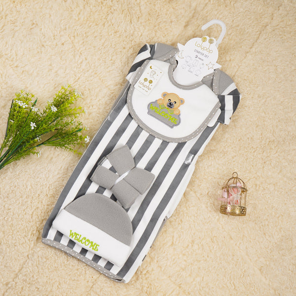 SUNSHINE NEWBORN BABY FLEECE GIFT SET 9 PCS BEAR GREY