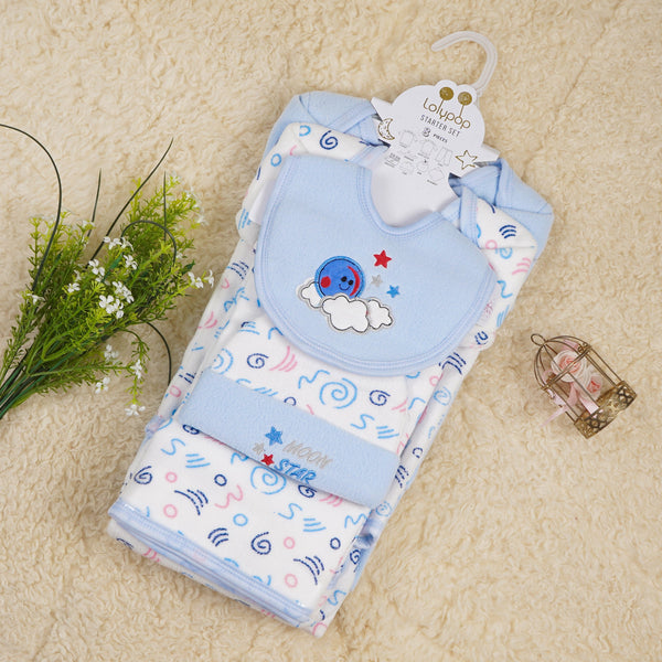 SUNSHINE NEWBORN BABY FLEECE GIFT SET 8 PCS MOON STAR BLUE