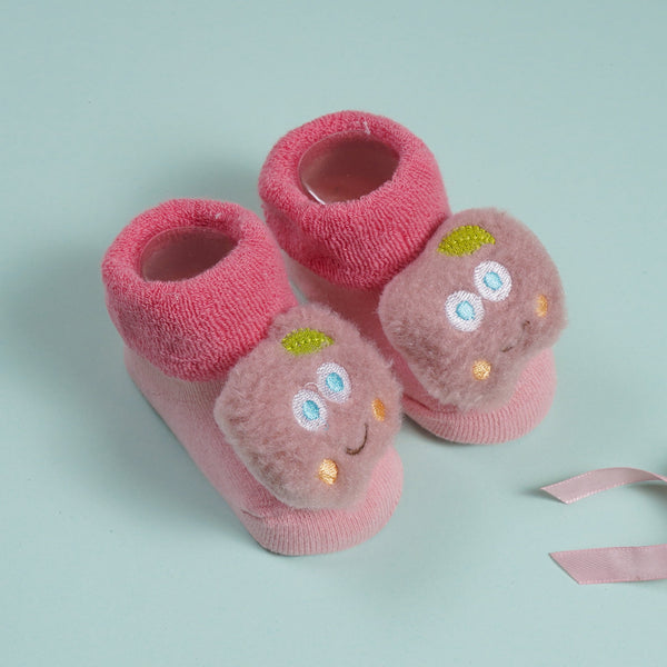 SUNSHINE  BABY SOFT BOOTIES HAPPY  APPLE  PINK(0-6-M)