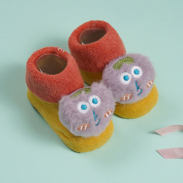 SUNSHINE  BABY SOFT BOOTIES APPLE SALMON & YELLOW  (0-6-M)