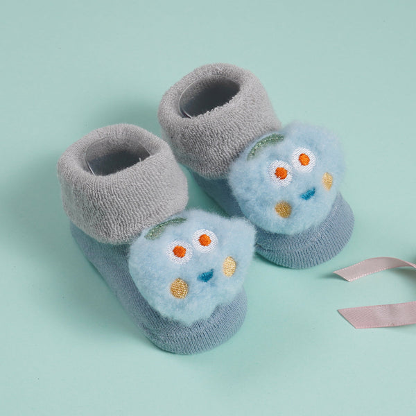 SUNSHINE  BABY SOFT BOOTIES HAPPY APPLE SKY BLUE  (0-6-M)