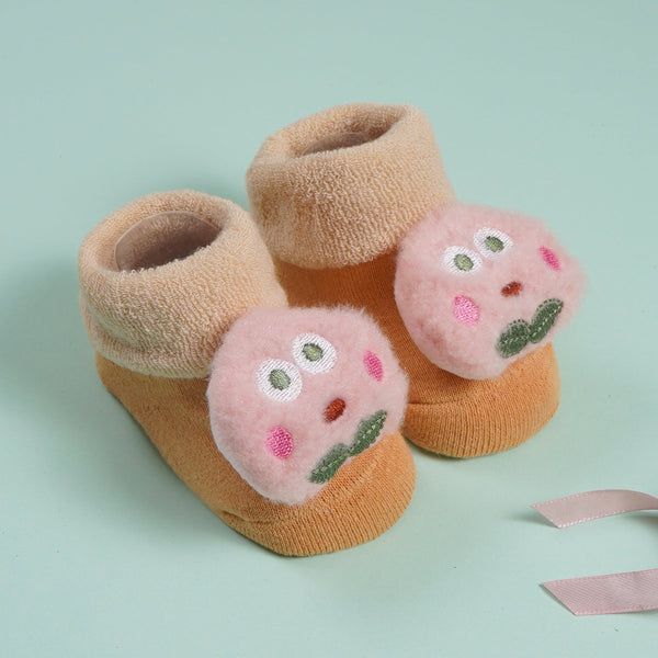 SUNSHINE  BABY SOFT BOOTIES HAPPY APPLE PEACH & PINK  (0-6-M)