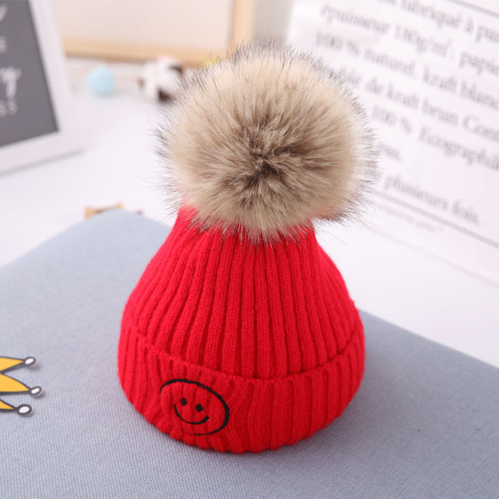 SUNSHINE BABY SOFT WOOLEN CAP RED WITH BROWN POM POM