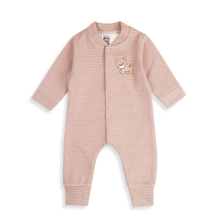 SUNSHINE BABY WINTER ROMPER STRIPES  BEAR BROWN  (3-6 MONTHS)