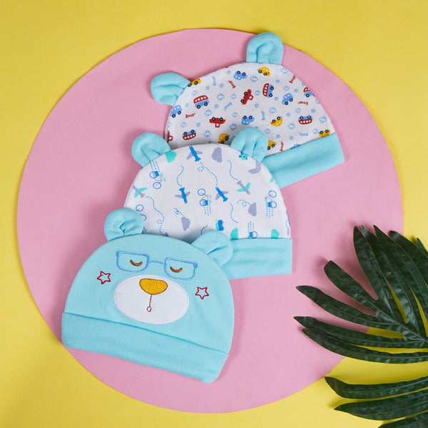 SUNSHINE PACK OF 3 CAP SET BEAR SKY BLUE