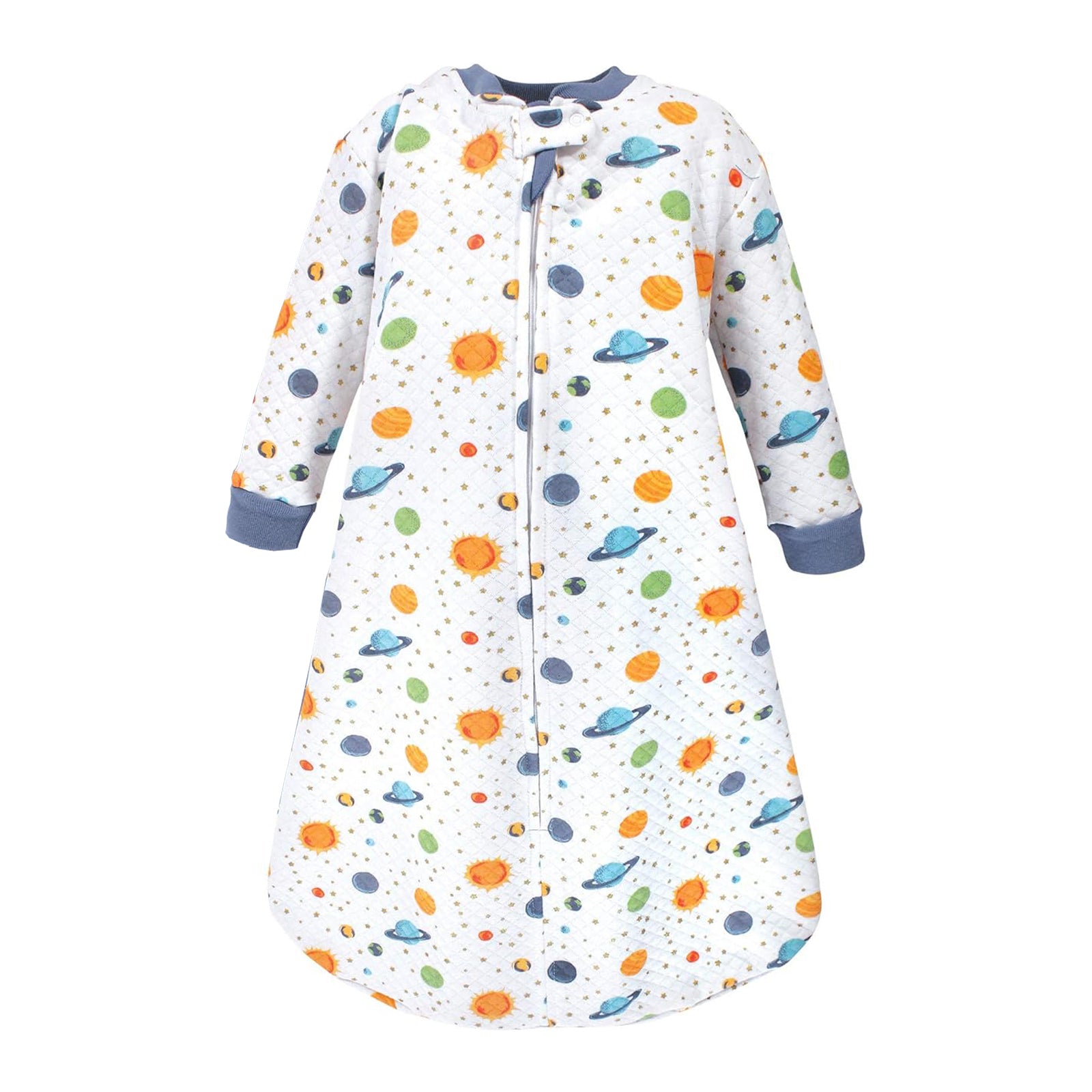 Baby Premium Quilted Long Sleeve Sleeping Bag Swaddle Space White & Gr