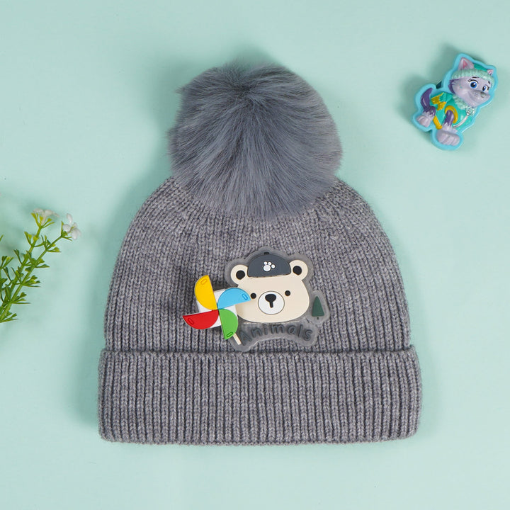 SUNSHINE BABY SOFT WOOLEN CAP BEAR GREY