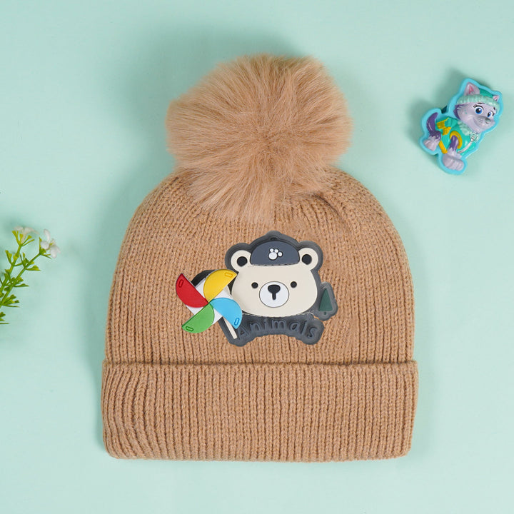 SUNSHINE BABY SOFT WOOLEN CAP BEAR BROWN