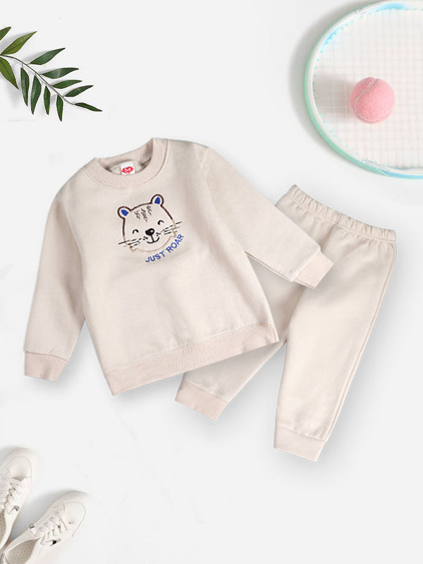 Kids Fleece Tracksuit Tiger Off White - Oolaa