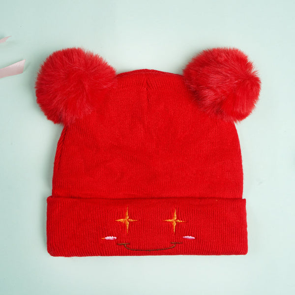 SUNSHINE BABY WINTER CAP POOM POOM RED