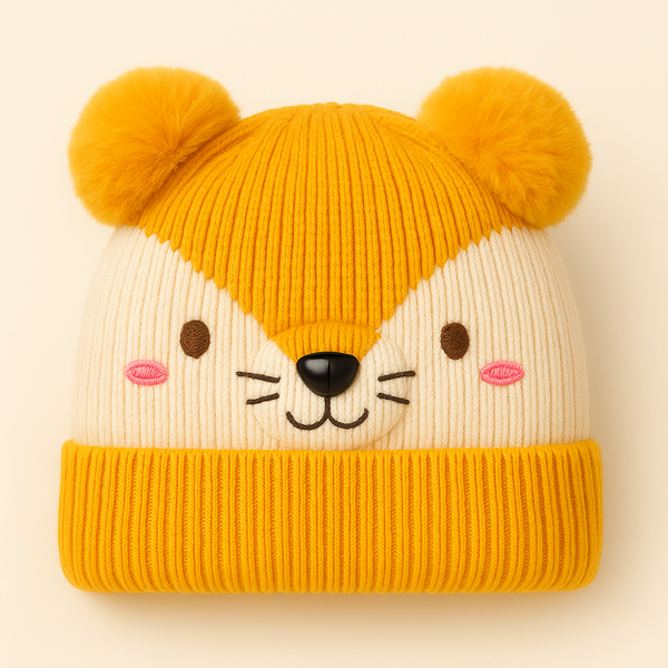 Baby Woolen Cap Bear Mustard - Sunshine