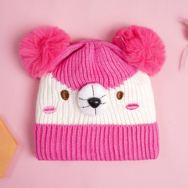 SUNSHINE BABY FLEECE CAP BEAR PINK