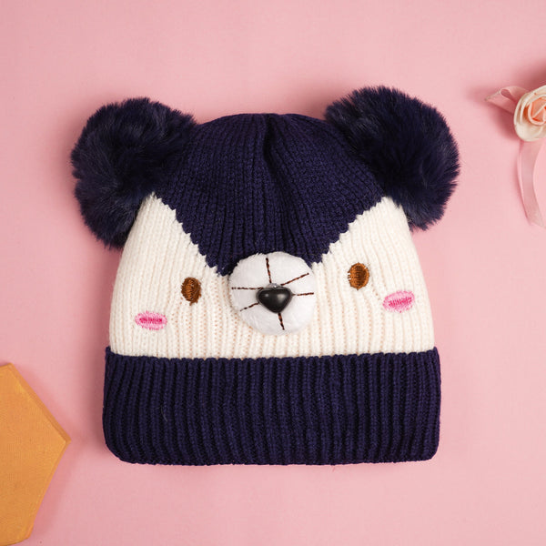 SUNSHINE BABY FLEECE CAP BEAR NAVY BLUE