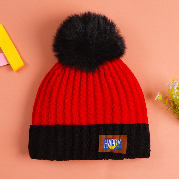 SUNSHINE BABY FLEECE CAP RED & BLACK