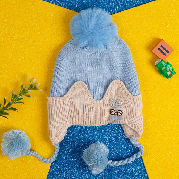 SUNSHINE BABY SOFT WOOLEN CAP BLUE & BEIGE