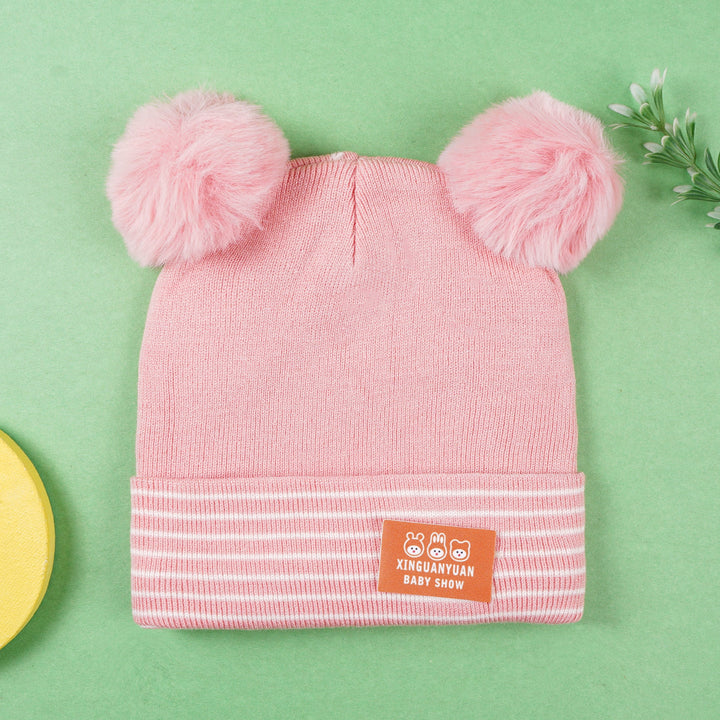 SUNSHINE BABY WINTER CAP STRIPES BABY PINK