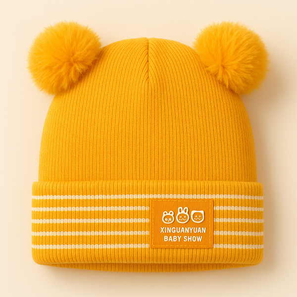 Baby Warm Cap Stripes Mustard - Sunshine