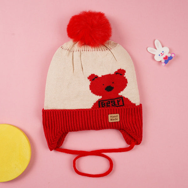 SUNSHINE BABY WINTER CAP RED & BEIGE