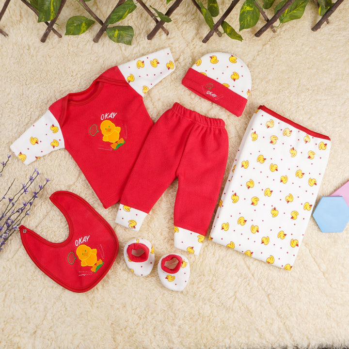 SUNSHINE BABY GIFT SET 7 PCS WINTER FLEECE CHICKS RED