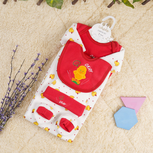 SUNSHINE BABY GIFT SET 7 PCS WINTER FLEECE CHICKS RED