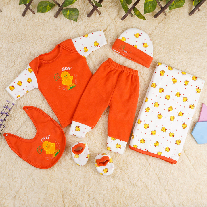 SUNSHINE BABY GIFT SET 7 PCS WINTER FLEECE CHICKS ORANGE