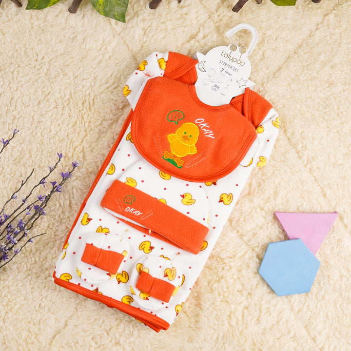 SUNSHINE BABY GIFT SET 7 PCS WINTER FLEECE CHICKS ORANGE