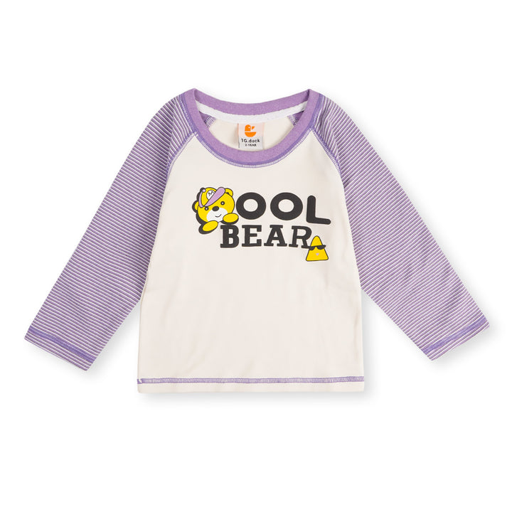 SUNSHINE KIDS PAJAMA SET SOFT COTTON COOL BEAR STRIPES PURPLE 3Y