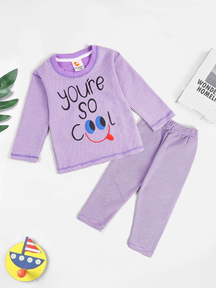 SUNSHINE KIDS PAJAMA SET SOFT COTTON YOURE SO COOL STRIPES PURPLE 3Y