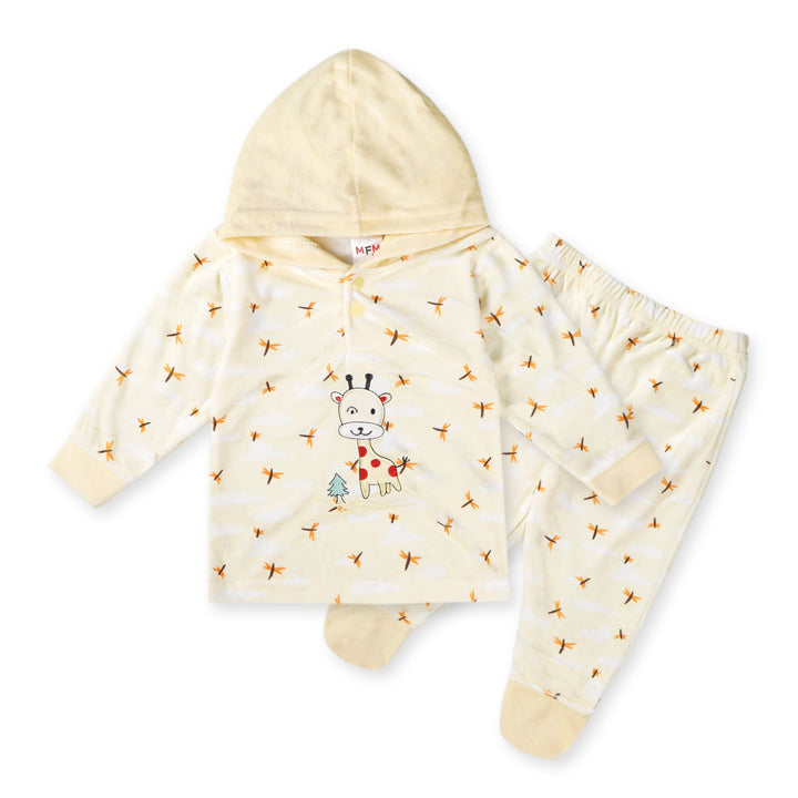 SUNSHINE BABY HOODED  PAJAMA SET SOFT COTTON GIRAFFE YELLOW (12-18)M