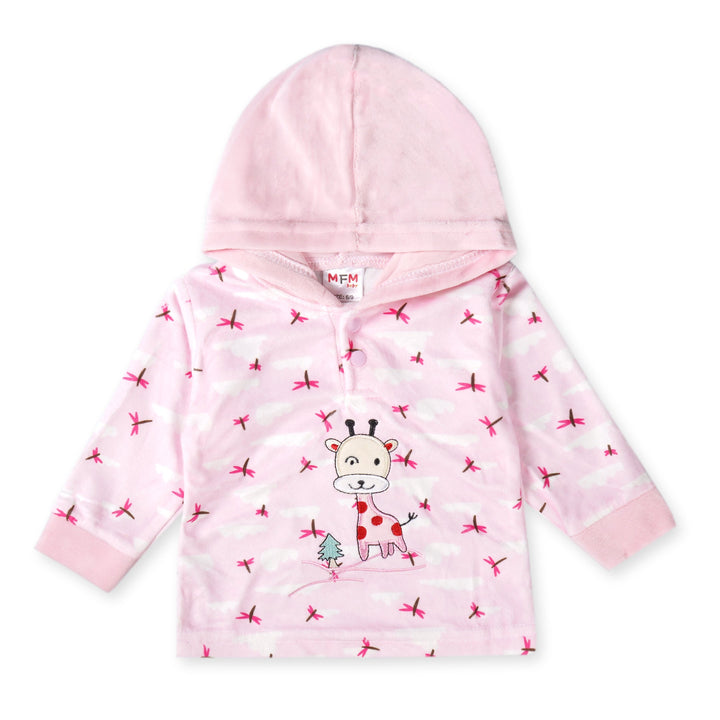 SUNSHINE BABY HOODED PAJAMA SET SOFT COTTON GIRAFFE PINK (12-18)M