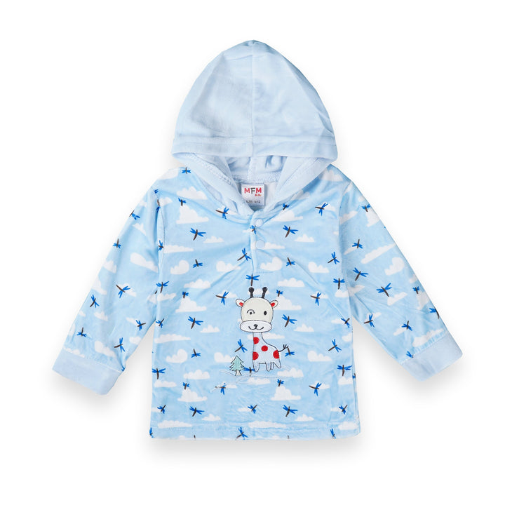 SUNSHINE BABY HOODED PAJAMA SET SOFT COTTON GIRAFFE BLUE (12-18)M