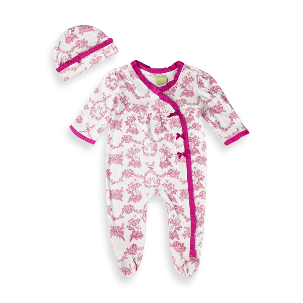 SUNSHINE BABY ROMPER & CAP SET DARK PINK (6-9)M