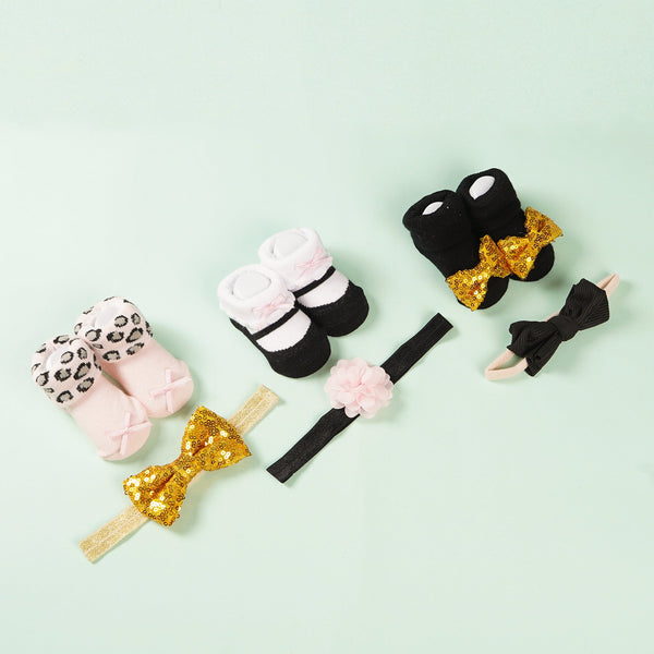 SUNSHINE BABY 6 PCS HEADBAND & SOCKS SET MULTICOLOUR (0-9MONTH)