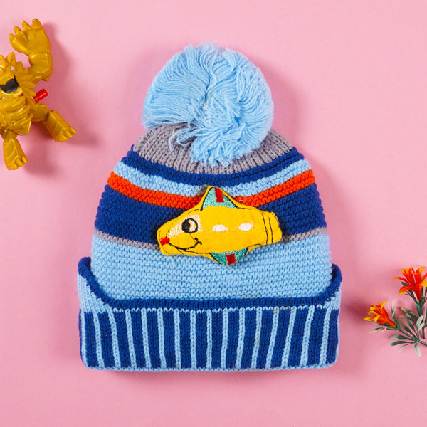 BABY POM POM WOOLEN CAP SUBMARINE BLUE - SUNSHINE