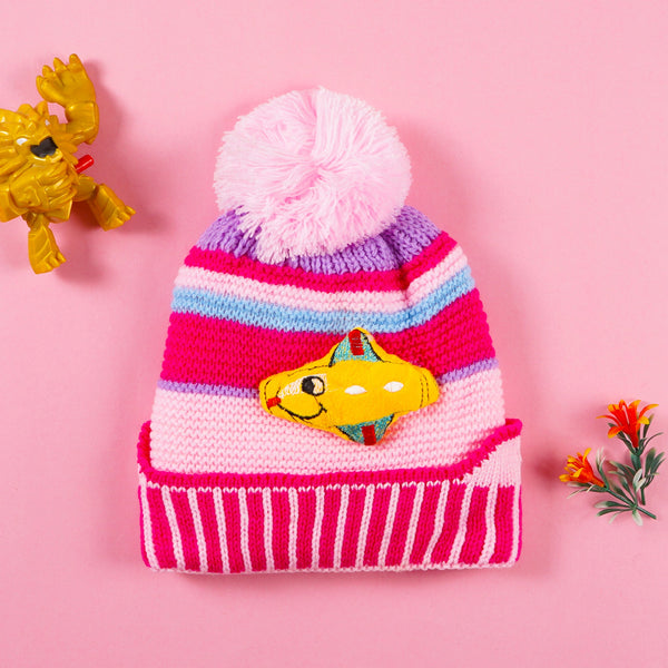 BABY POM POM WOOLEN CAP SUBMARINE PINK - SUNSHINE