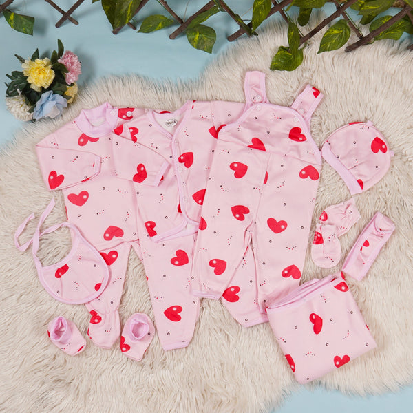 SUNSHINE BABY 11 PCS GIFT SET HEARTS PINK 0-6M